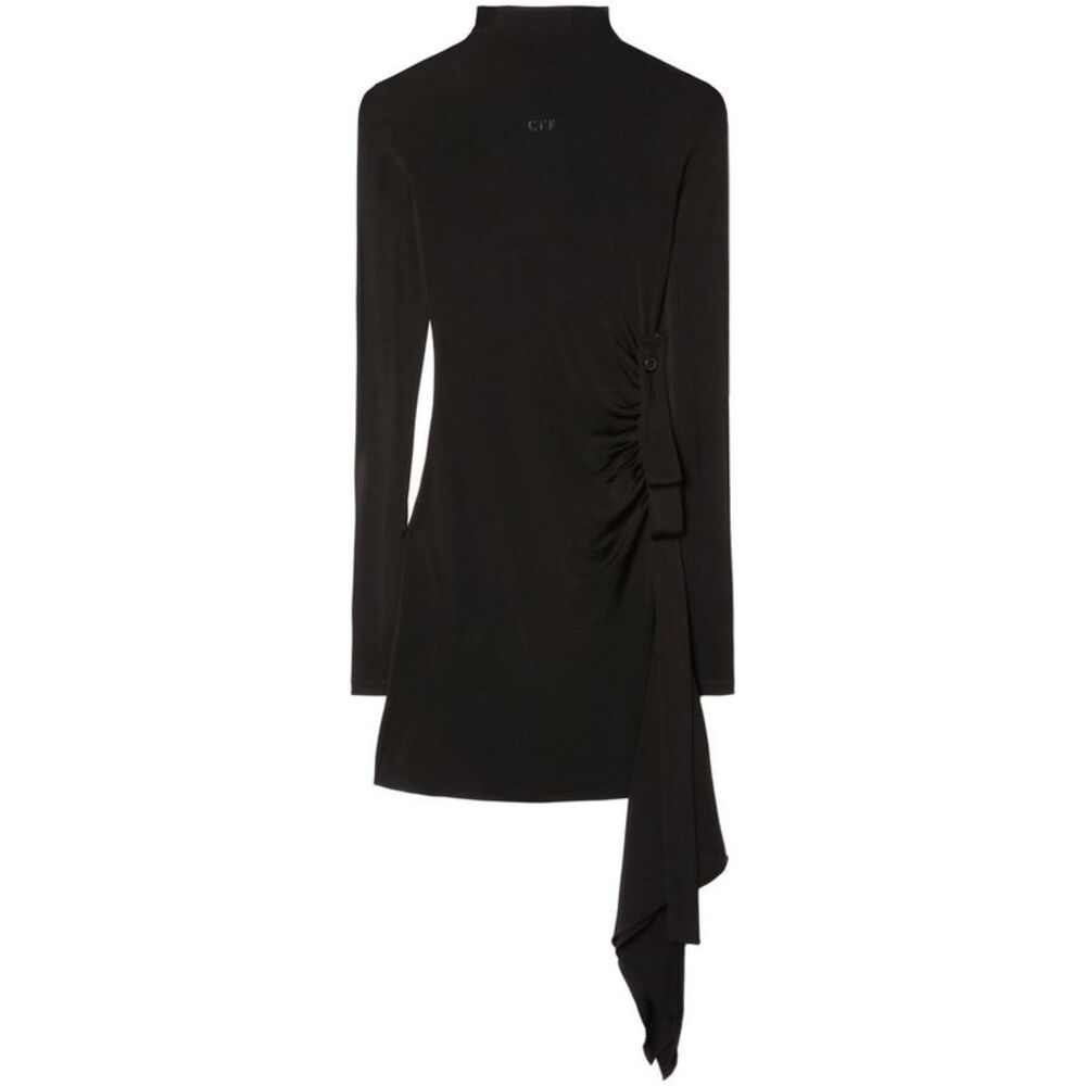 Off-White Women Sec Skin Draped Mini Dress Ls Black - Bl - Picture 7 of 7